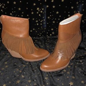 Fringed western ankle boot